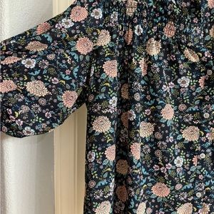 Loft  Blue Flower Print XL Blouse